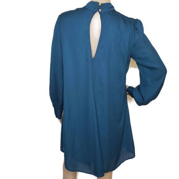 Emerald navy blue flouncy dress size large - Picture 3 of 7